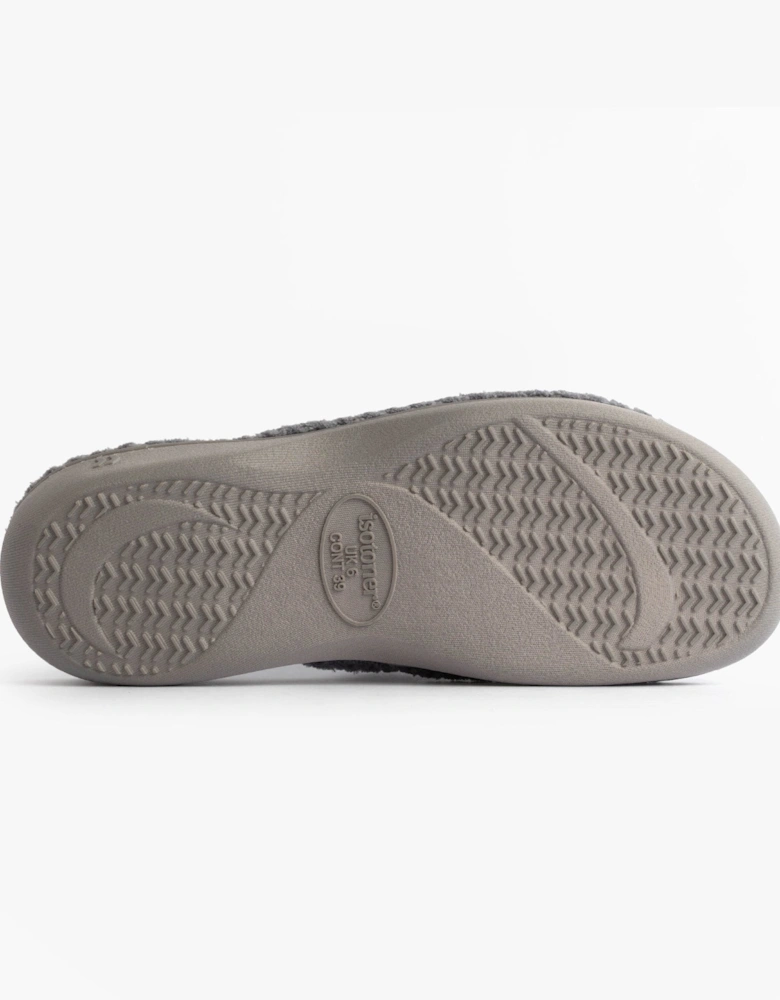Isotoner POPCORN TURNOVER OPEN TOE Womens Mule Slippers Pale Grey