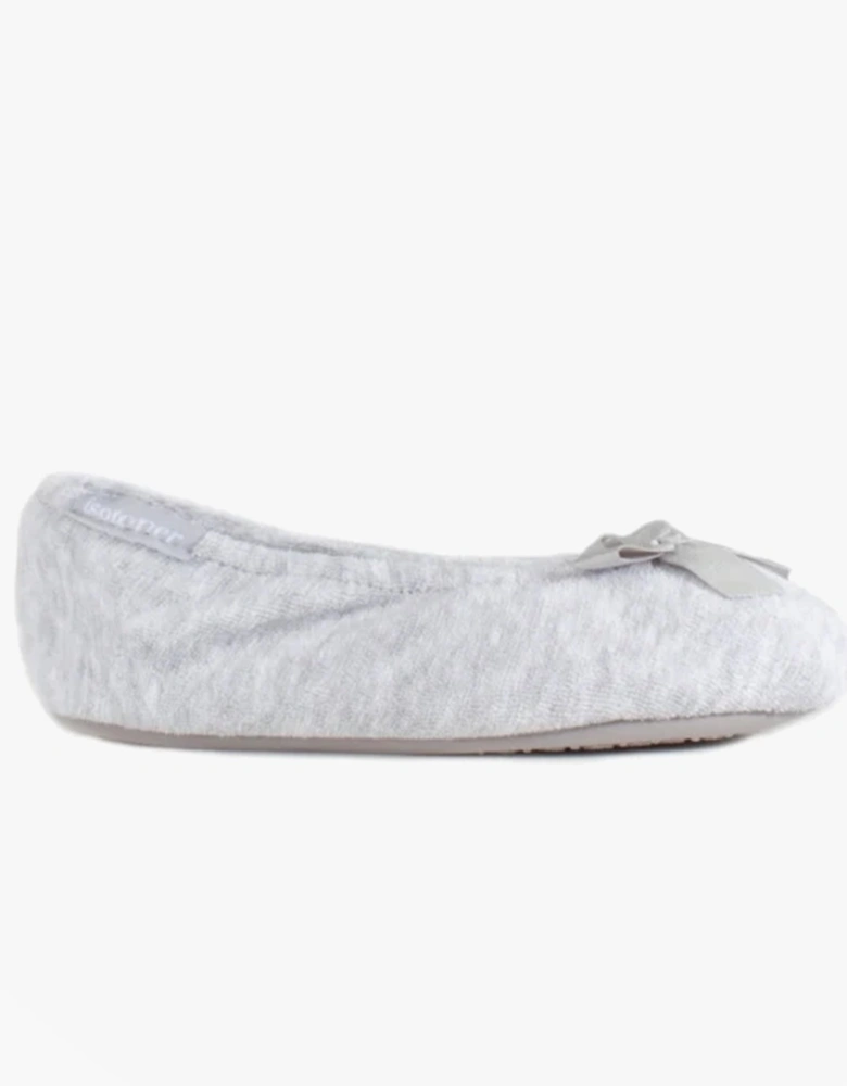 Isotoner STRETCH TERRY BOW Womens Ballerina Slippers Grey