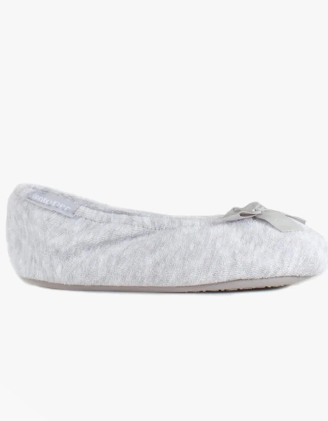 Isotoner STRETCH TERRY BOW Womens Ballerina Slippers Grey, 8 of 7
