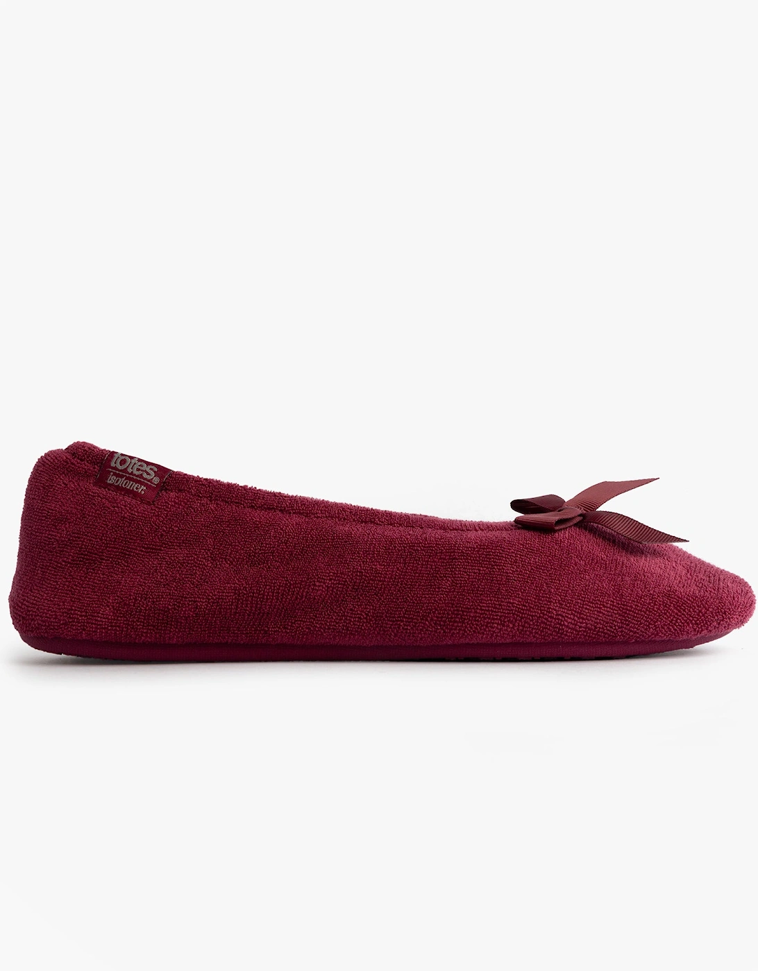 Isotoner STRETCH TERRY BOW Womens Ballerina Slippers Burgundy, 8 of 7