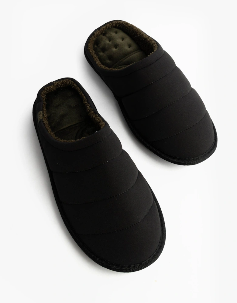 Isotoner SPORT QUILTED MULE WITH COSY LINING Mens Mule Slippers Black