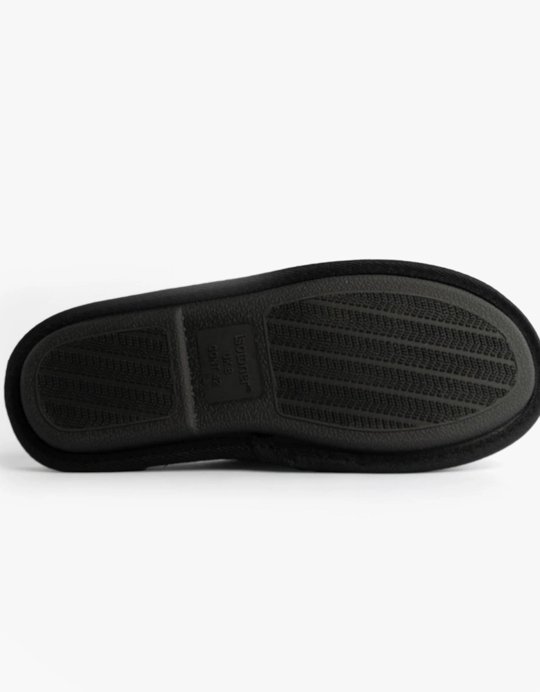 Isotoner SPORT QUILTED MULE WITH COSY LINING Mens Mule Slippers Black
