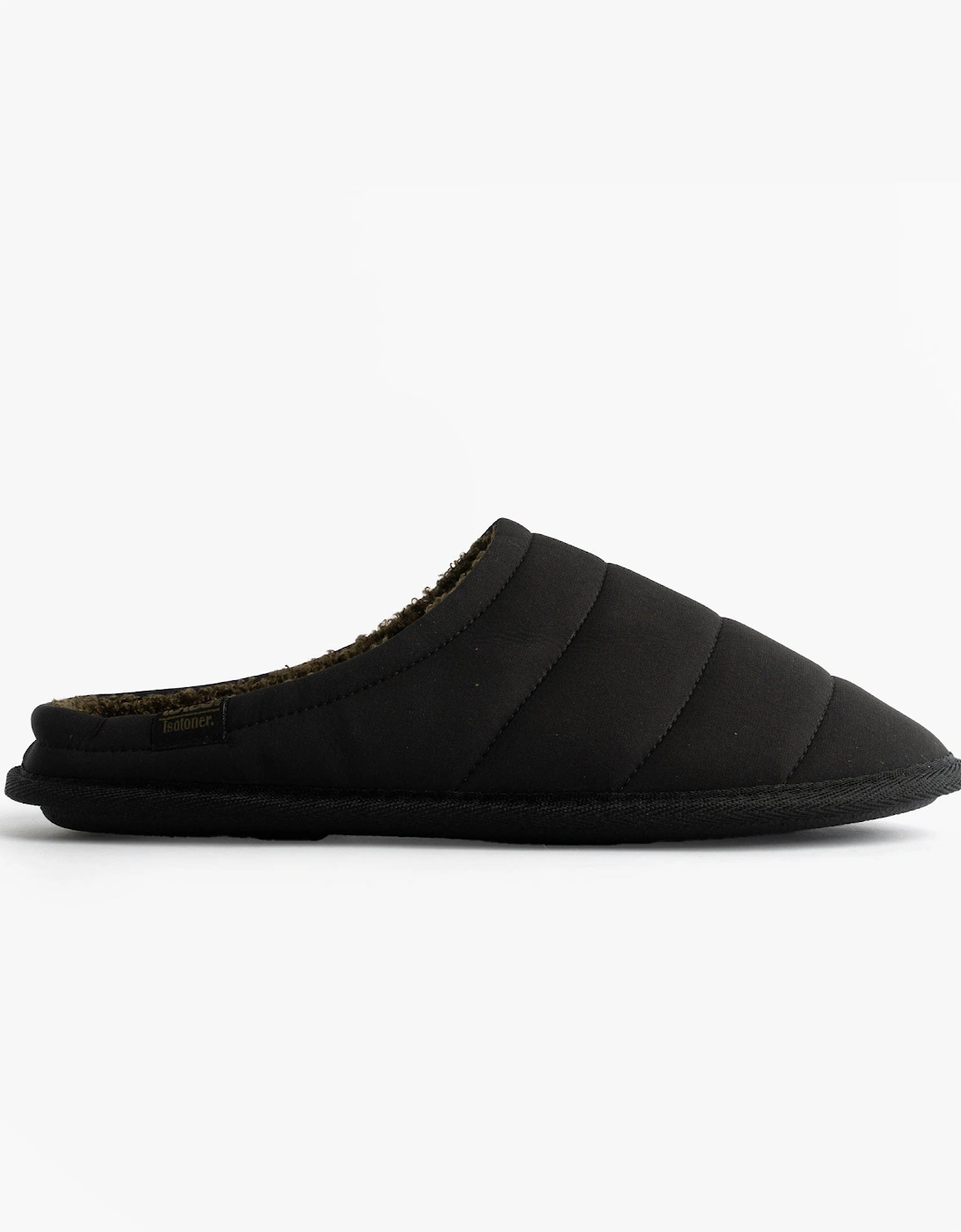 Isotoner SPORT QUILTED MULE WITH COSY LINING Mens Mule Slippers Black, 8 of 7