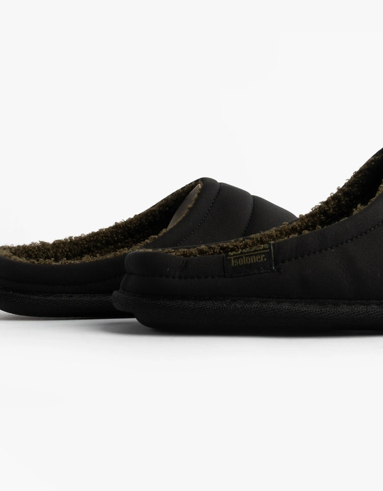 Isotoner SPORT QUILTED MULE WITH COSY LINING Mens Mule Slippers Black