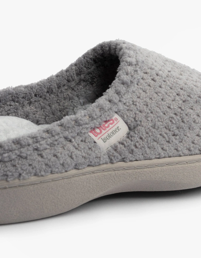 Isotoner POPCORN TERRY Womens Mule Slippers Grey