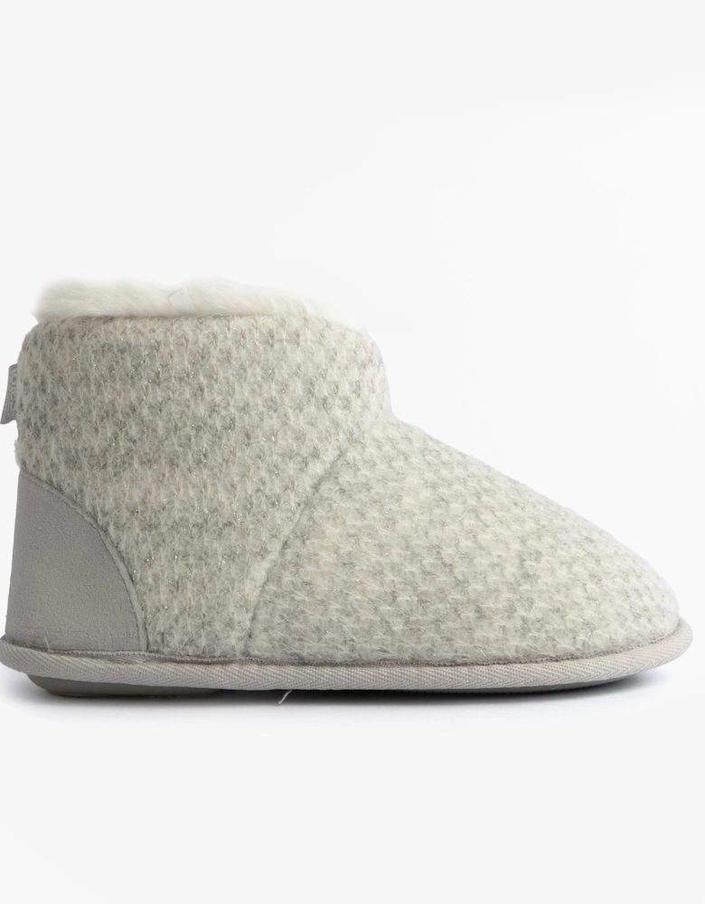 Isotoner SPARKLE KNIT Womens Boot Slippers Light Grey
