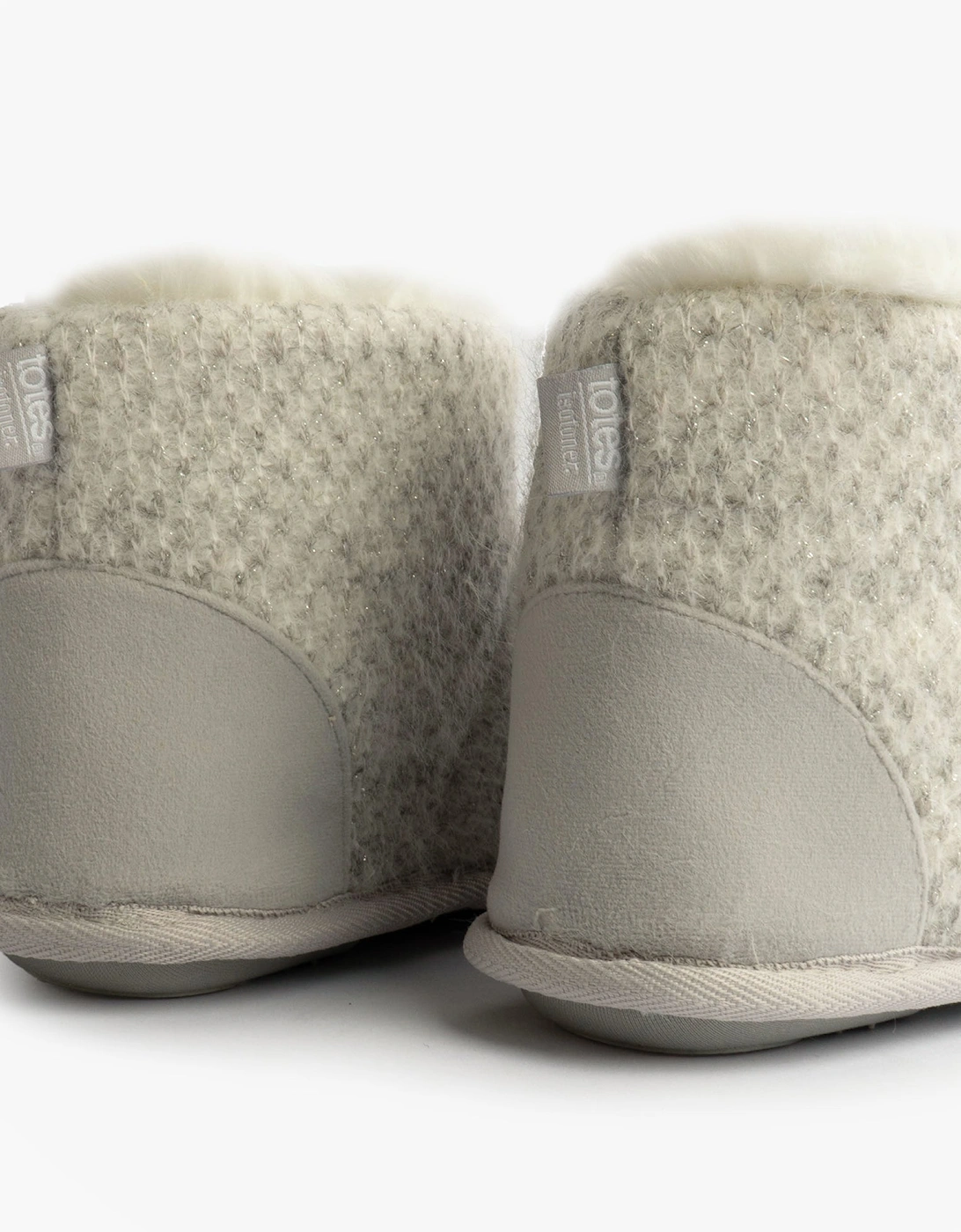 Isotoner SPARKLE KNIT Womens Boot Slippers Light Grey