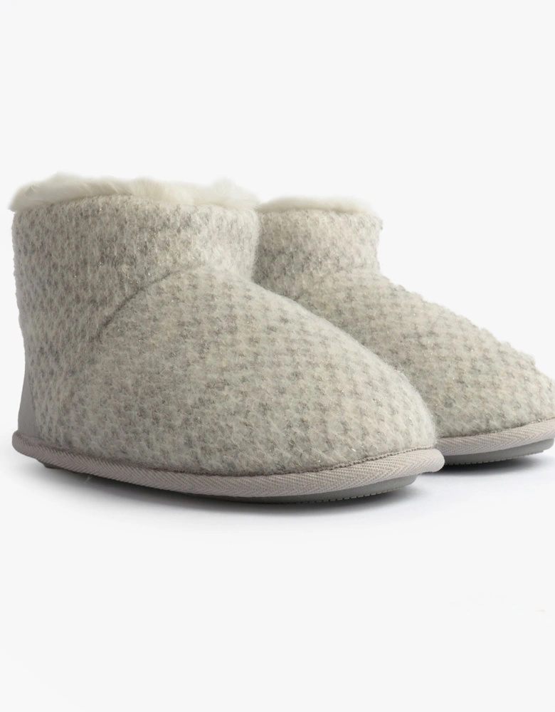 Isotoner SPARKLE KNIT Womens Boot Slippers Light Grey