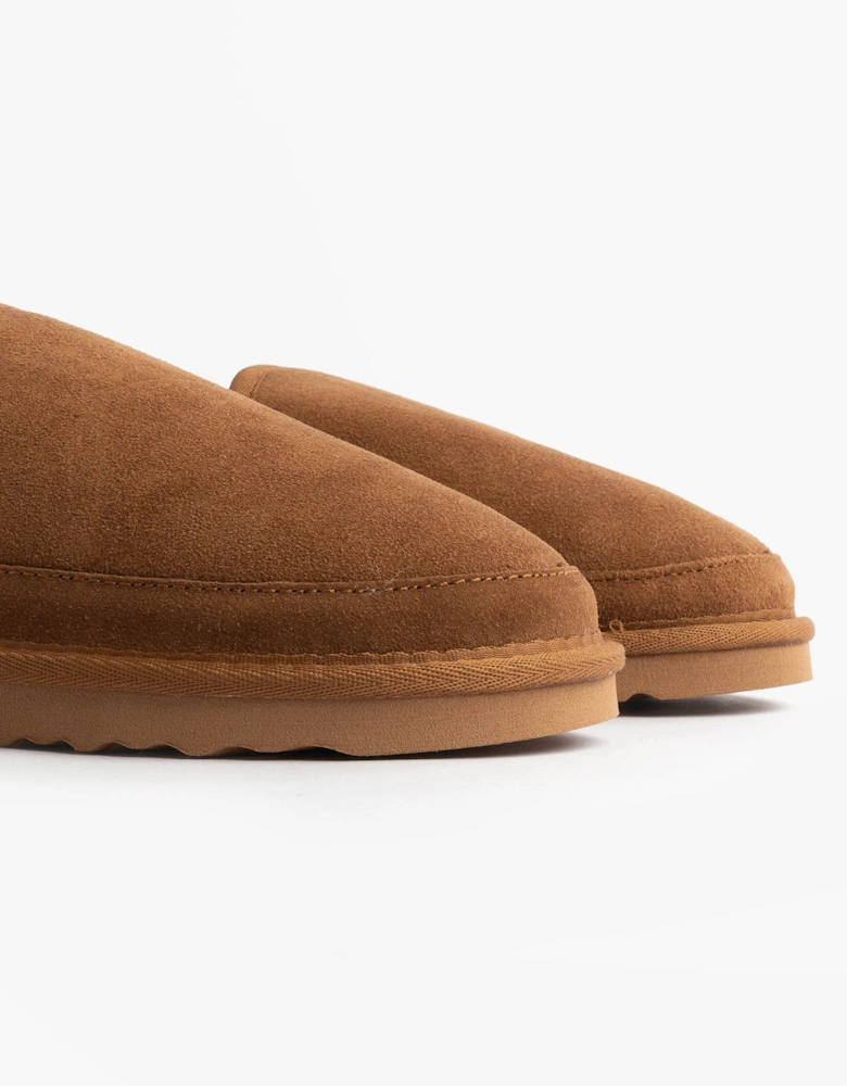 Isotoner REAL SUEDE FULL BACK Mens Full Back Slippers Tan