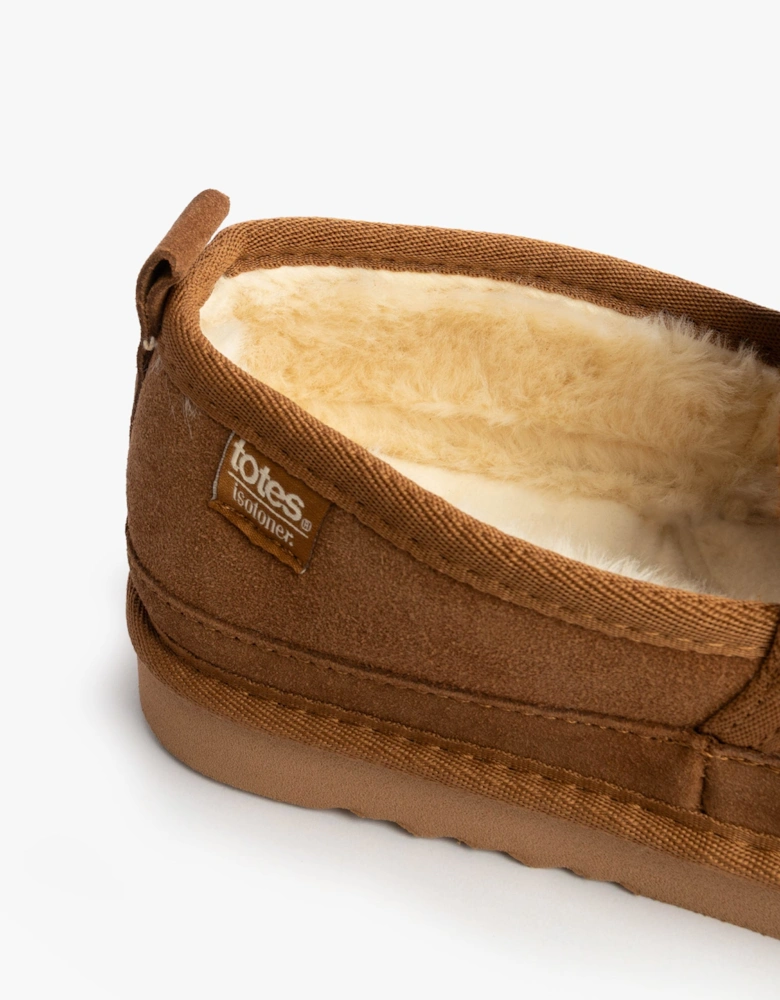 Isotoner REAL SUEDE FULL BACK Mens Full Back Slippers Tan