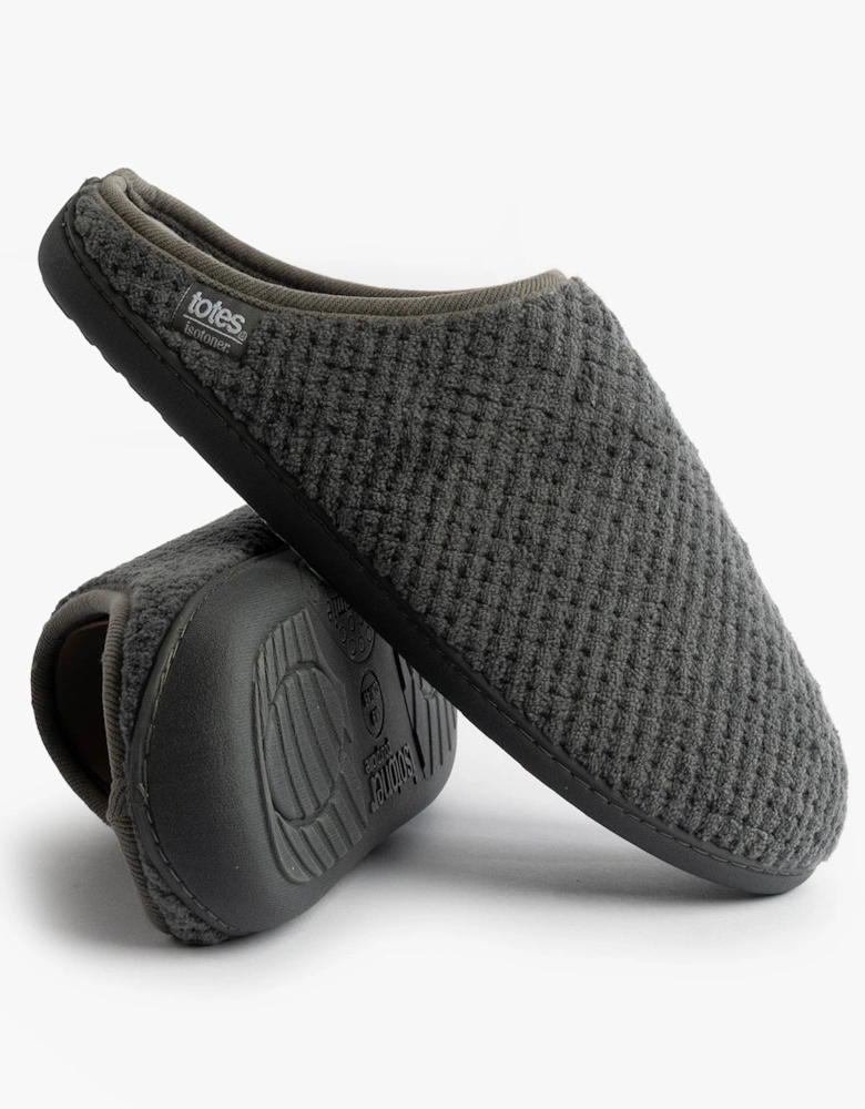 Isotoner SWEPT BACK POPCORN MULE Mens Mule Slippers Grey