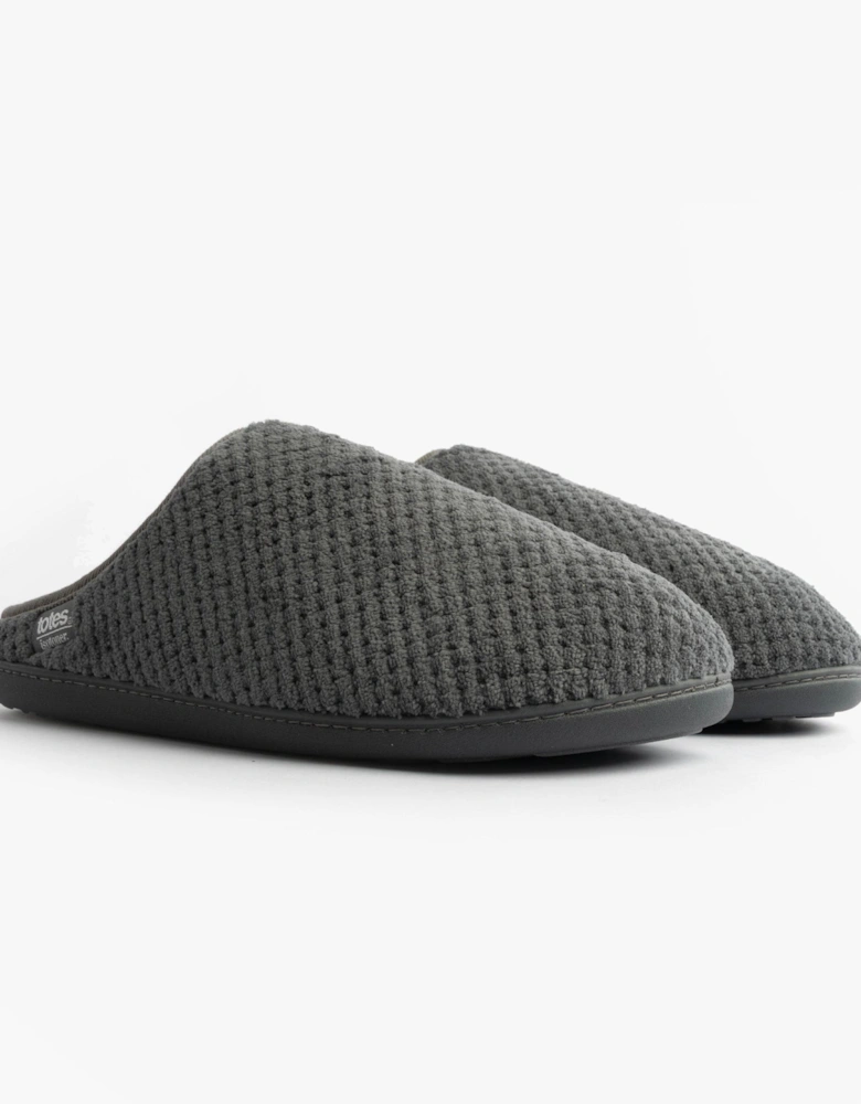 Isotoner SWEPT BACK POPCORN MULE Mens Mule Slippers Grey
