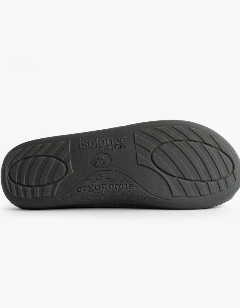 Isotoner SWEPT BACK POPCORN MULE Mens Mule Slippers Grey