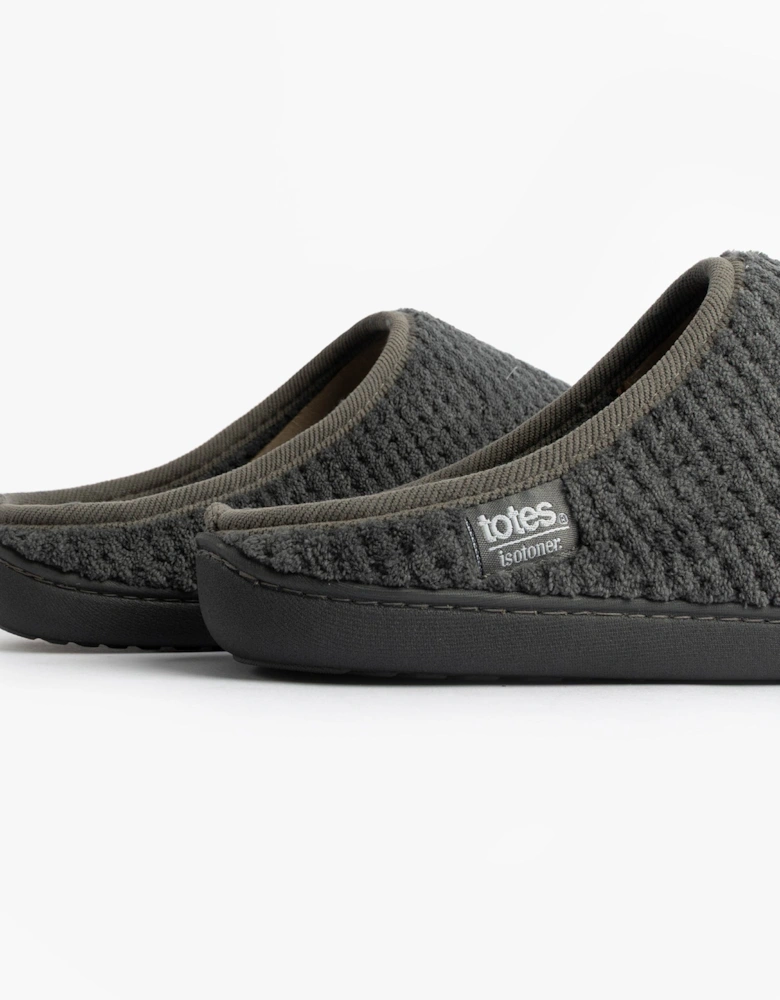 Isotoner SWEPT BACK POPCORN MULE Mens Mule Slippers Grey