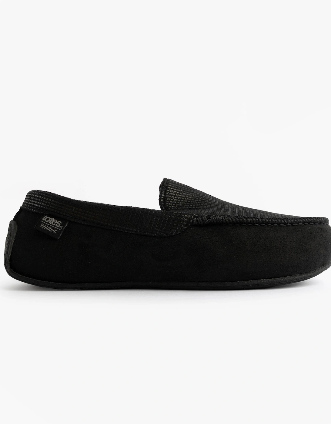 Men's Totes Isotoner SQUARE PATTERNED SMART MOCCASIN Mens Moccasin Slippers Black - Size: 10