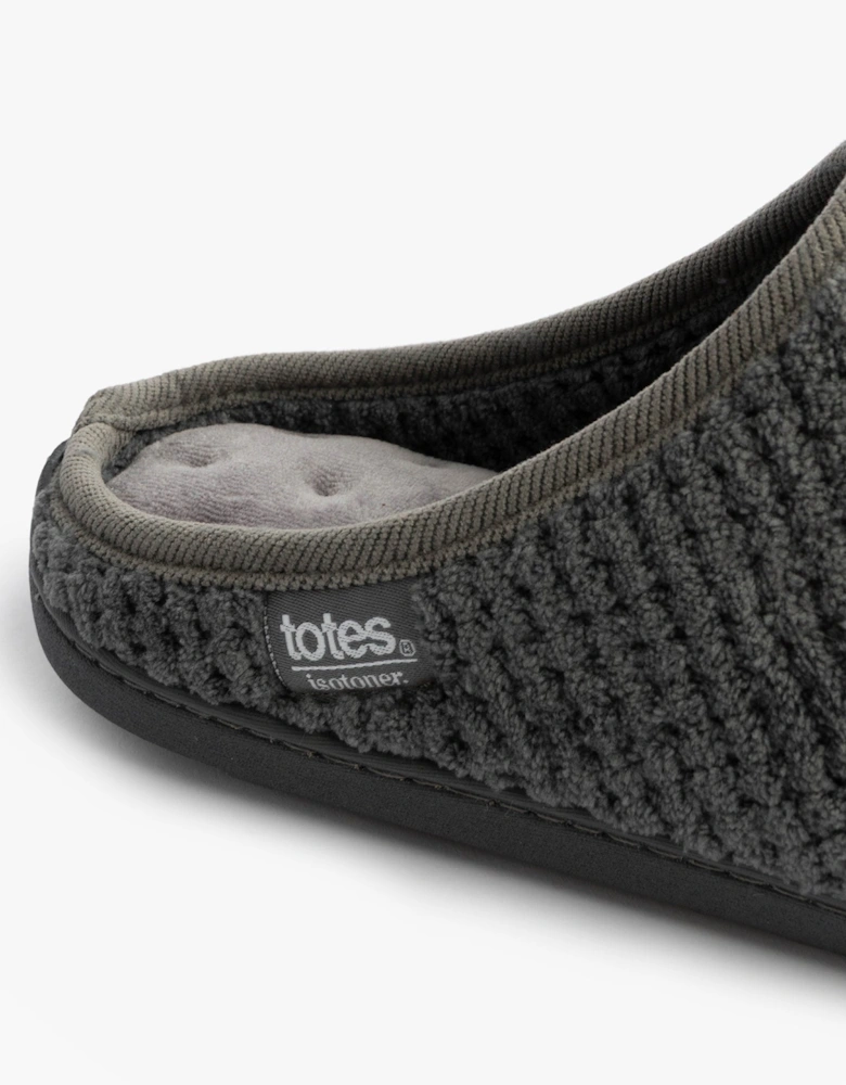 Isotoner SWEPT BACK POPCORN MULE Mens Mule Slippers Grey