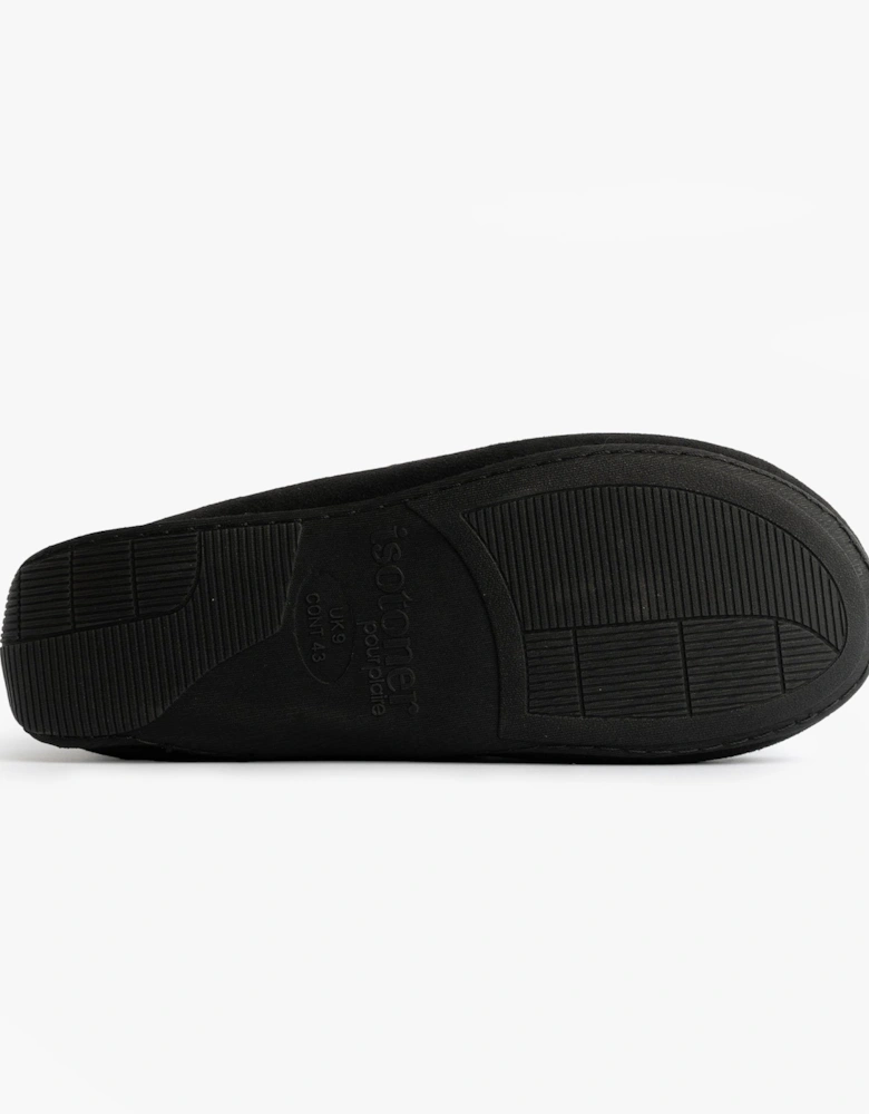 Isotoner SQUARE PATTERNED SMART MOCCASIN Mens Moccasin Slippers Black