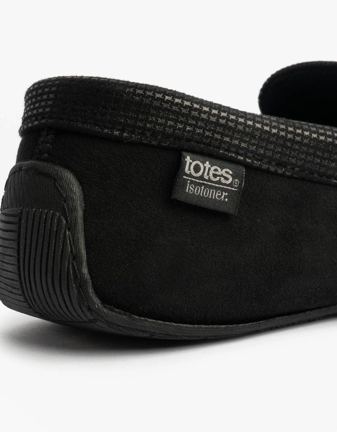 Isotoner SQUARE PATTERNED SMART MOCCASIN Mens Moccasin Slippers Black