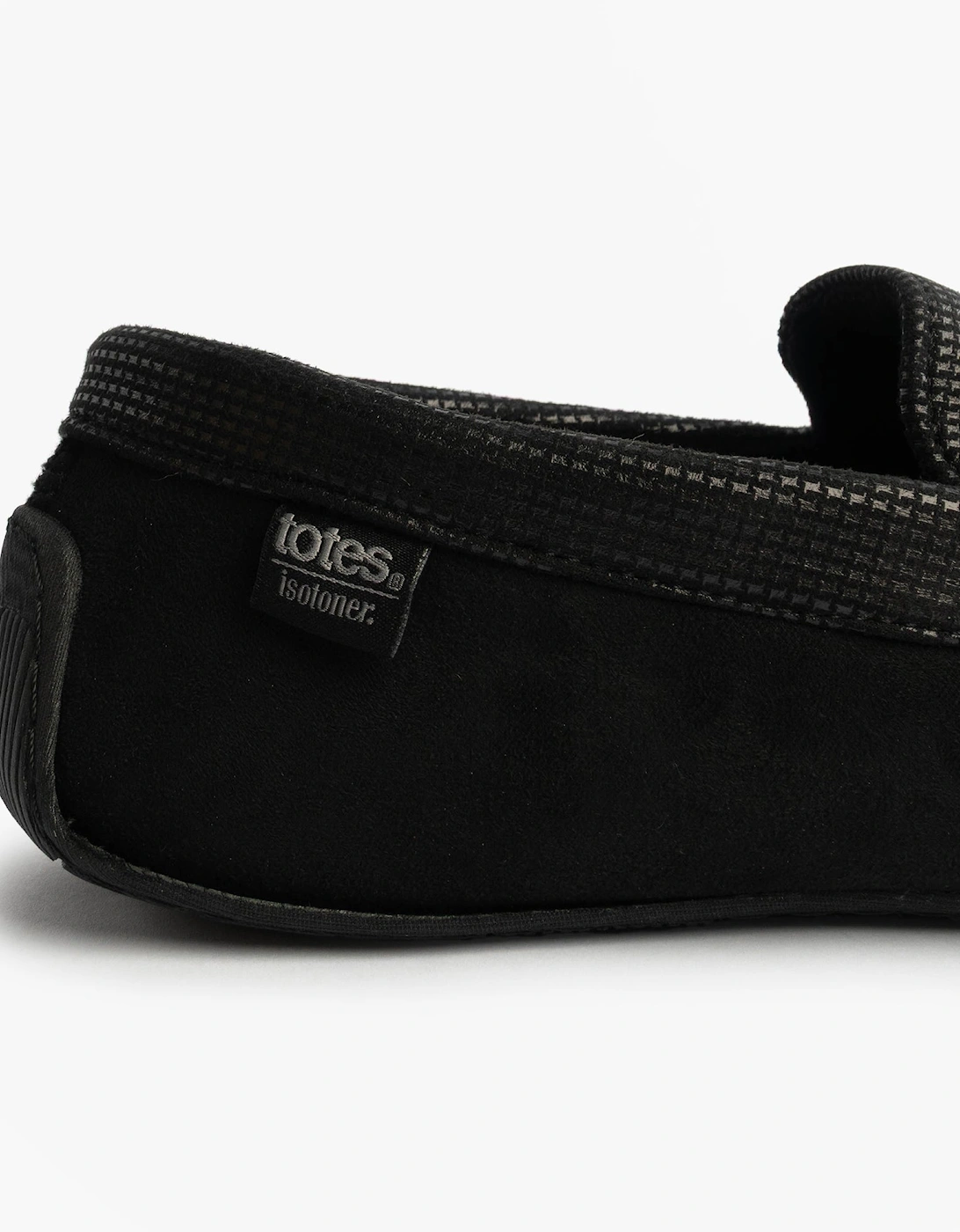 Isotoner SQUARE PATTERNED SMART MOCCASIN Mens Moccasin Slippers Black