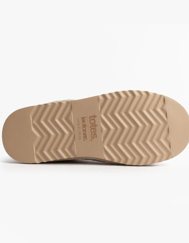 Isotoner BORG BOOT WITH CUFF DETAIL Womens Boot Slippers Cream