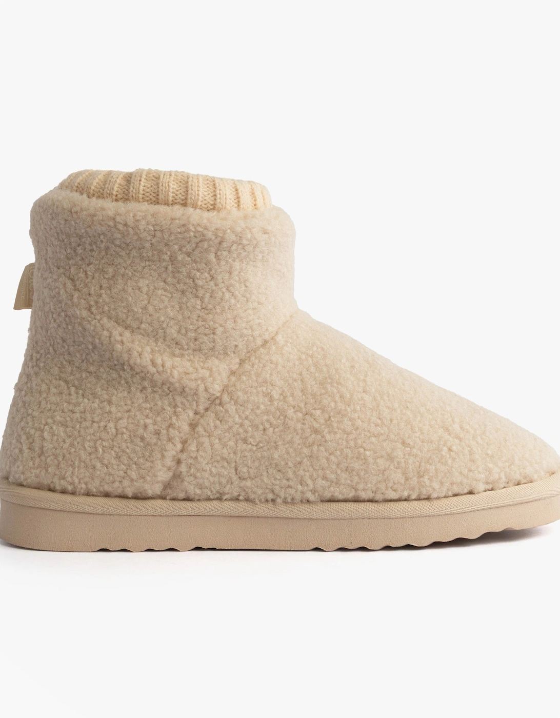 Women's Totes Isotoner BORG BOOT WITH CUFF DETAIL Womens Boot Slippers Cream - Size: 4