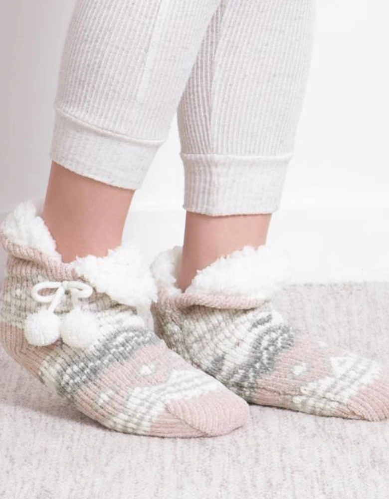 CHENILLE CROP KNITTED SLIPPER SOCKS Womens Socks Multi