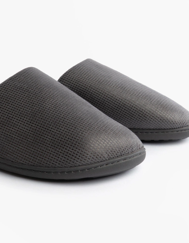 Isotoner SQUARE PATTERNED SMART MULE Mens Mule Slippers Grey