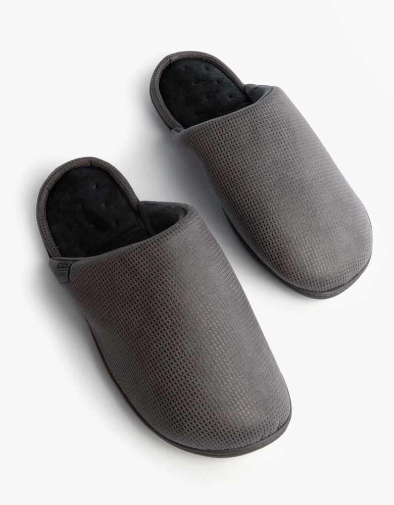 Isotoner SQUARE PATTERNED SMART MULE Mens Mule Slippers Grey