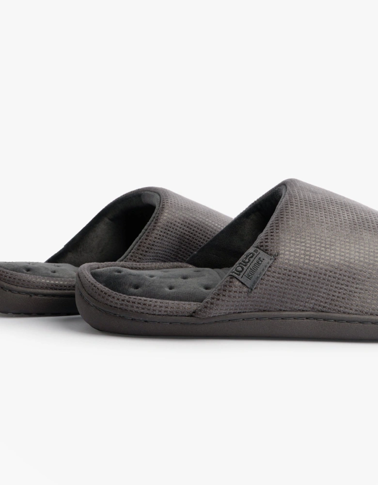 Isotoner SQUARE PATTERNED SMART MULE Mens Mule Slippers Grey