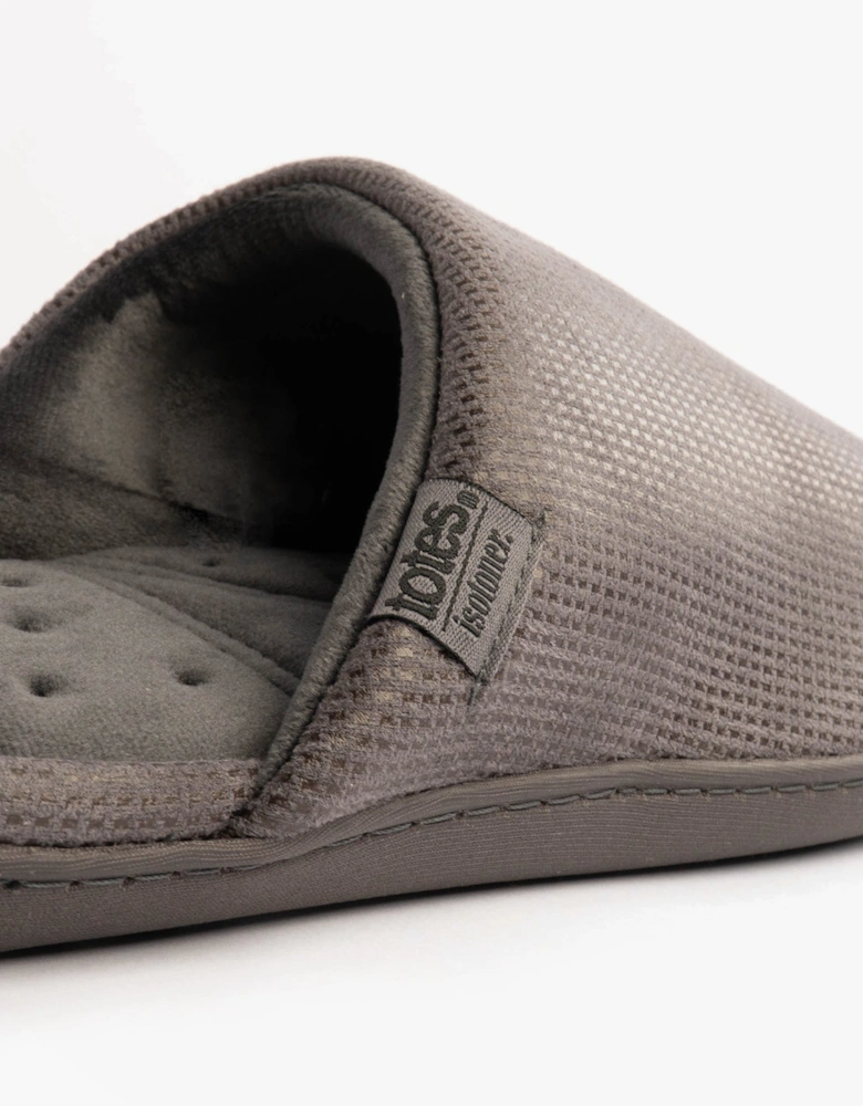 Isotoner SQUARE PATTERNED SMART MULE Mens Mule Slippers Grey