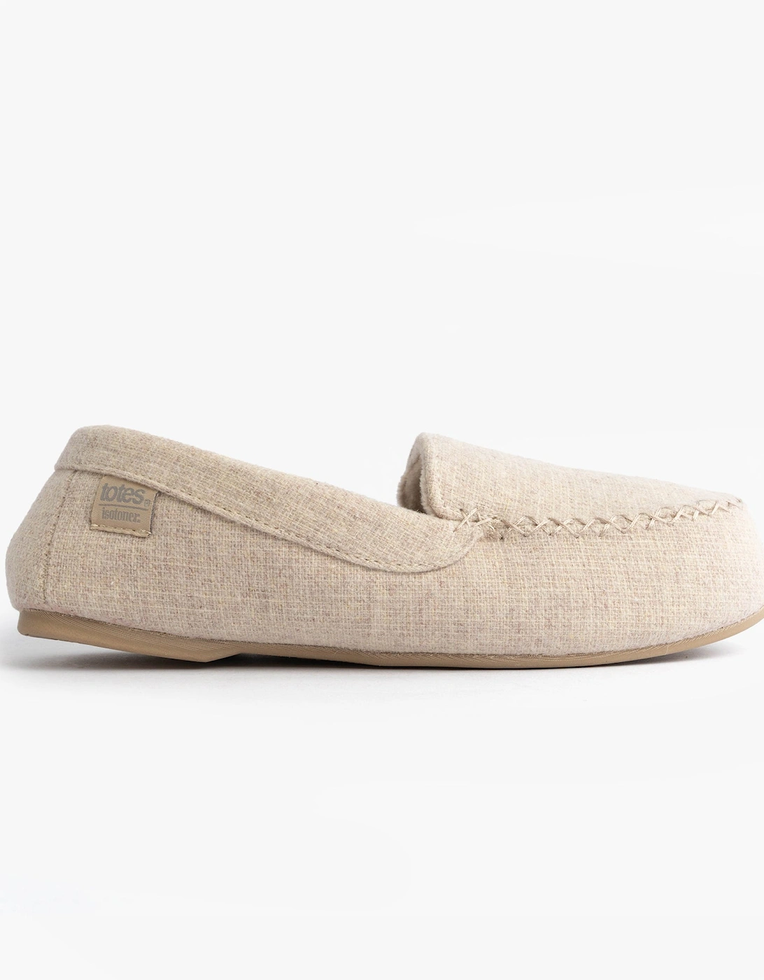 Isotoner TEXTURED Womens Moccasin Slippers Light Brown, 7 of 6