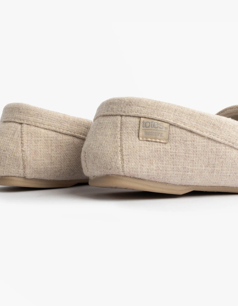 Isotoner TEXTURED Womens Moccasin Slippers Light Brown