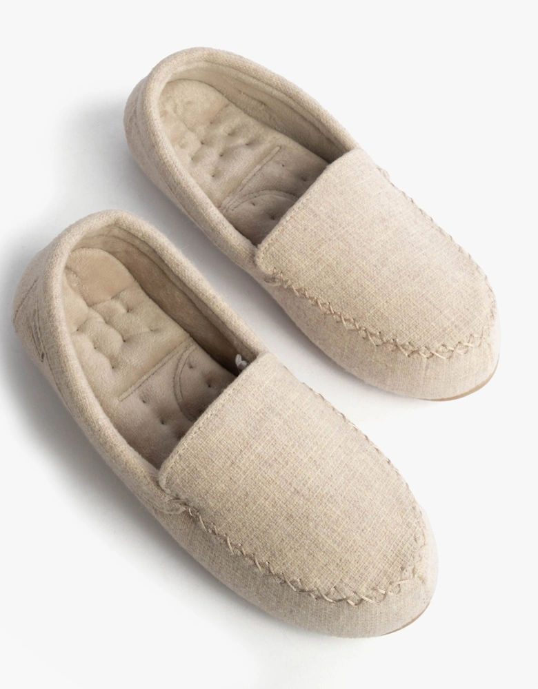 Isotoner TEXTURED Womens Moccasin Slippers Light Brown