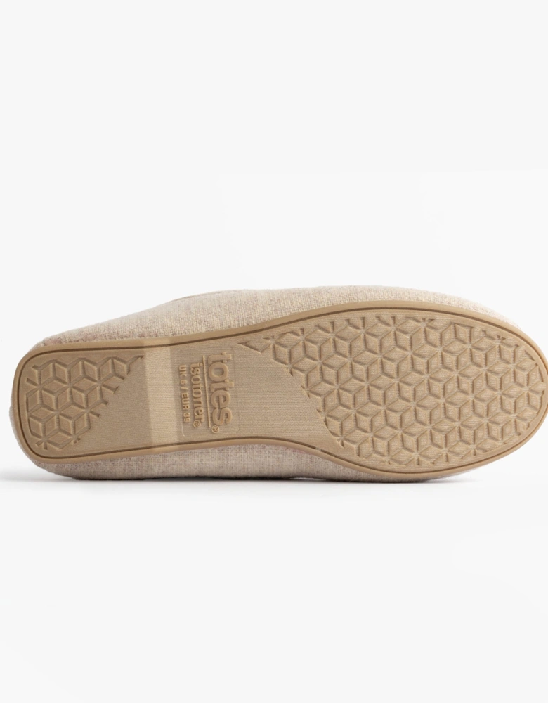 Isotoner TEXTURED Womens Moccasin Slippers Light Brown