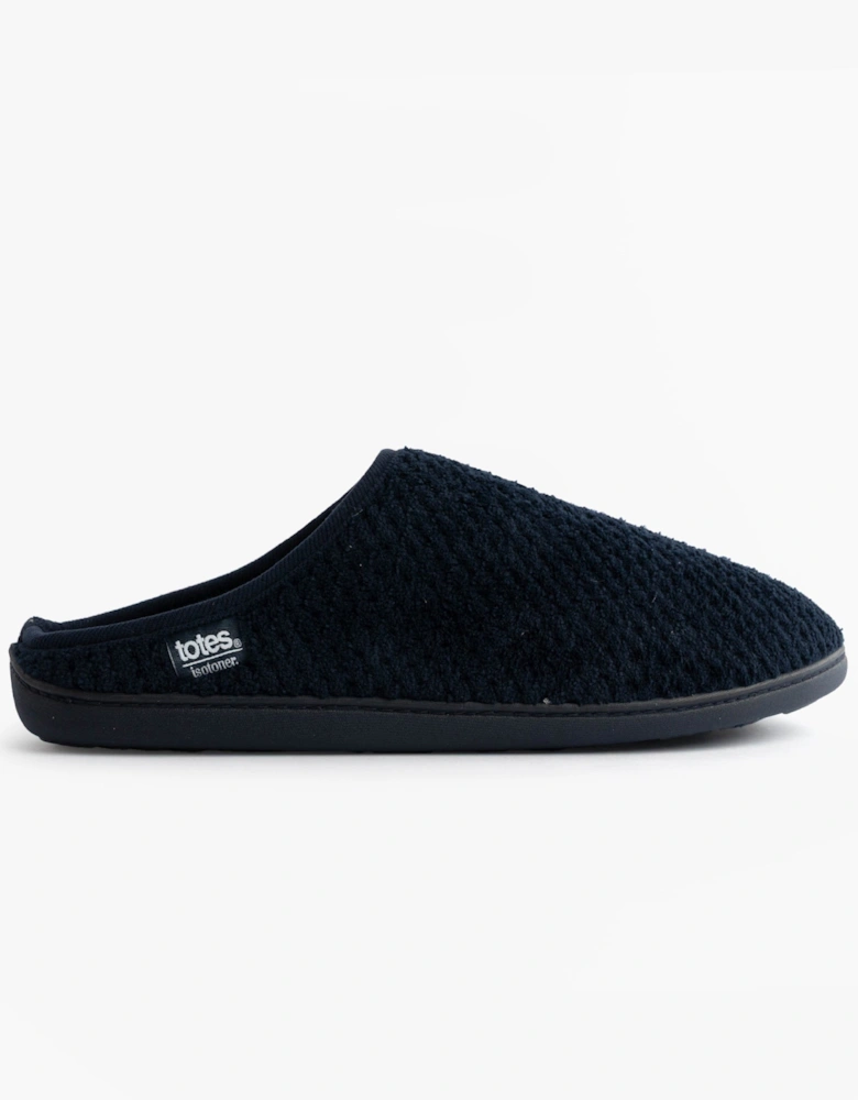 Isotoner SWEPT BACK POPCORN MULE Mens Mule Slippers Navy