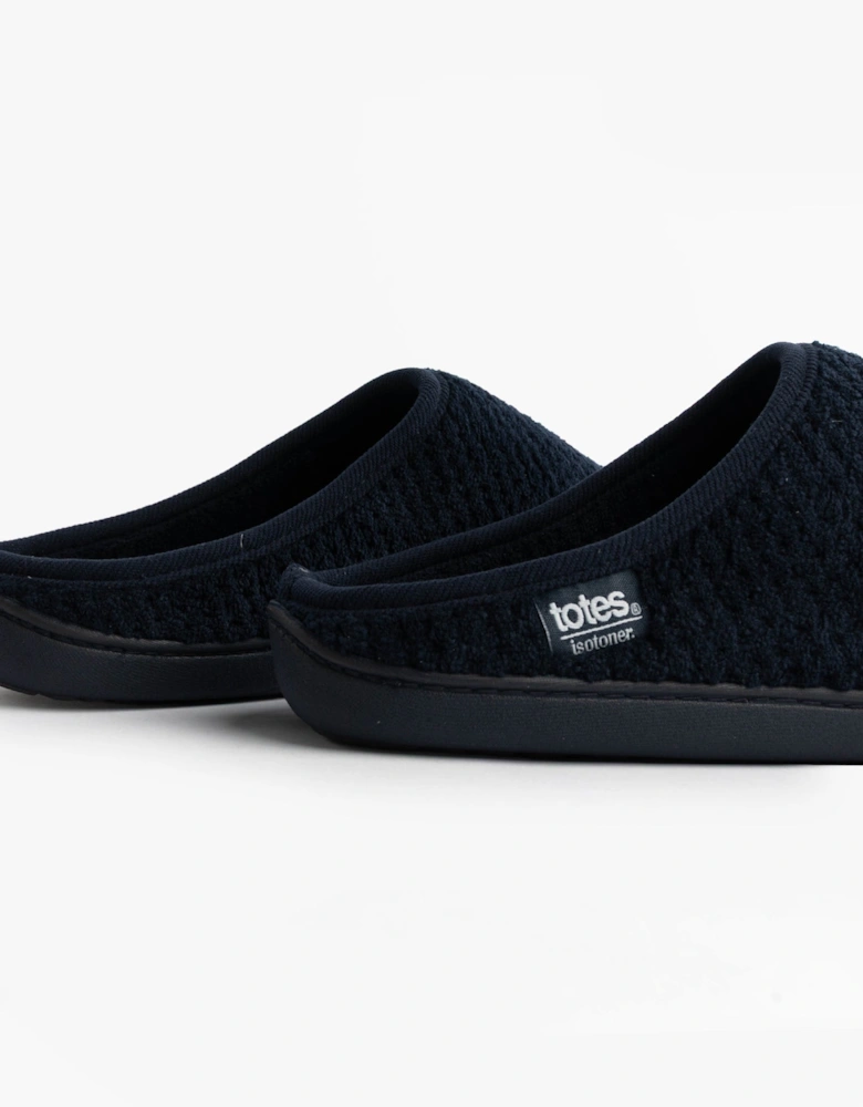 Isotoner SWEPT BACK POPCORN MULE Mens Mule Slippers Navy