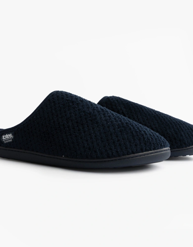 Isotoner SWEPT BACK POPCORN MULE Mens Mule Slippers Navy