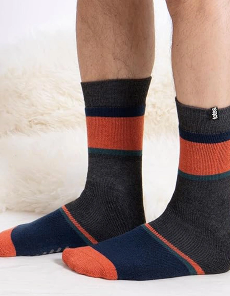 Toasties ORIGINAL SLIPPER SOCKS (TWIN PACK) Mens Socks Football / Stripe