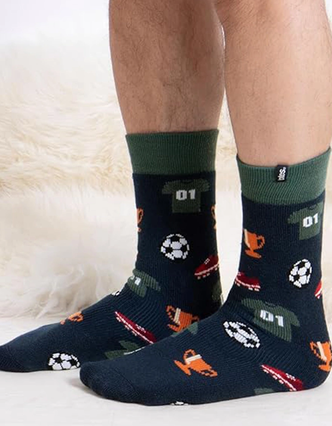 Toasties ORIGINAL SLIPPER SOCKS (TWIN PACK) Mens Socks Football / Stripe