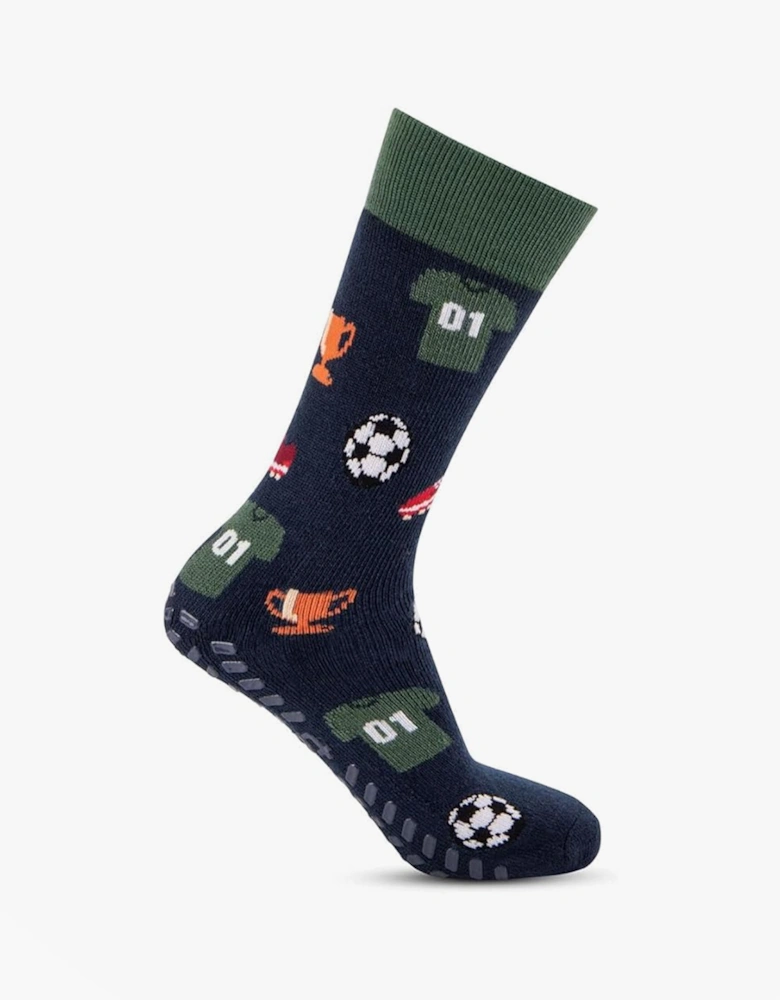 Toasties ORIGINAL SLIPPER SOCKS (TWIN PACK) Mens Socks Football / Stripe