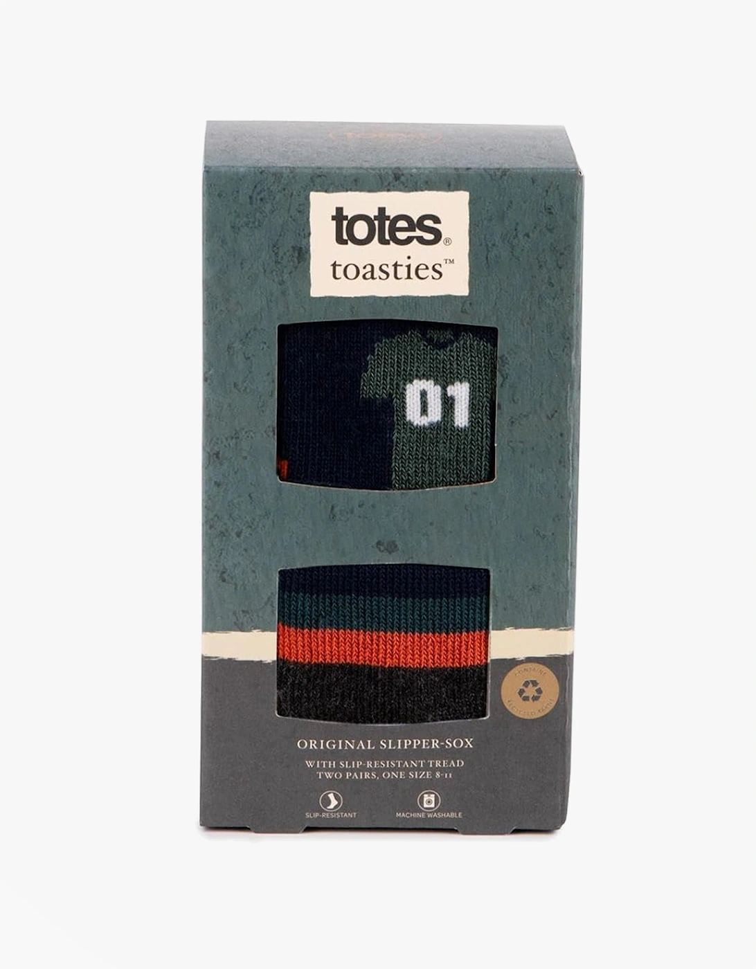 Toasties ORIGINAL SLIPPER SOCKS (TWIN PACK) Mens Socks Football / Stripe