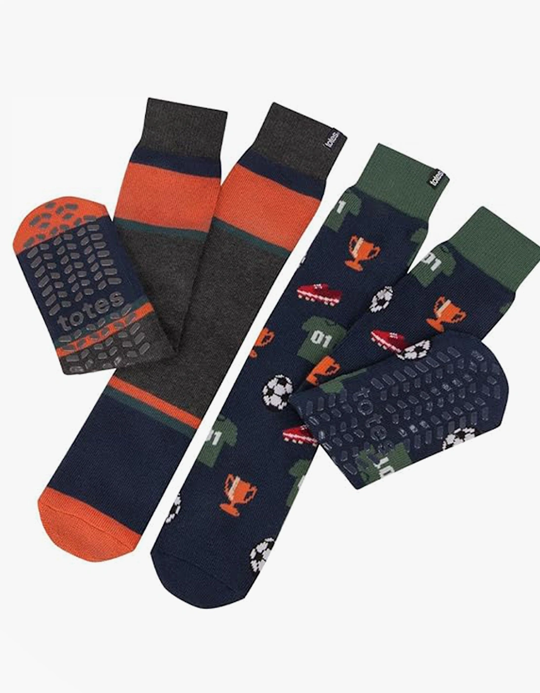 Toasties ORIGINAL SLIPPER SOCKS (TWIN PACK) Mens Socks Football / Stripe, 7 of 6