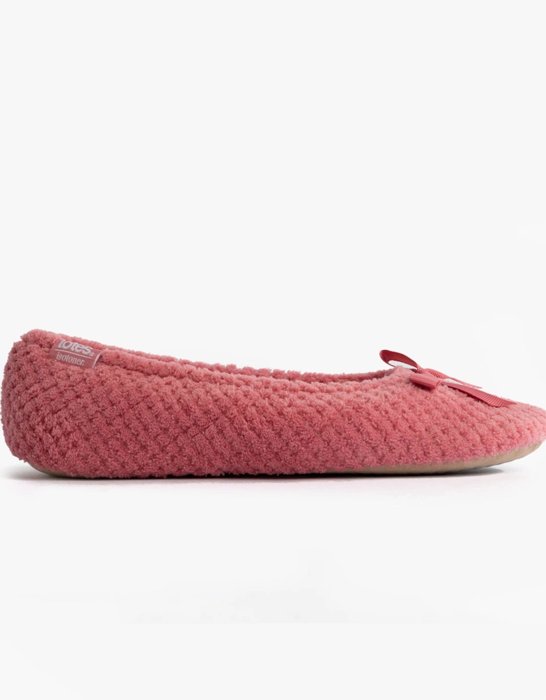 Isotoner POPCORN BALLET Womens Ballerina Slippers Bright Pink