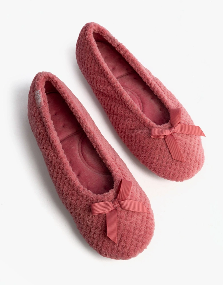 Isotoner POPCORN BALLET Womens Ballerina Slippers Bright Pink
