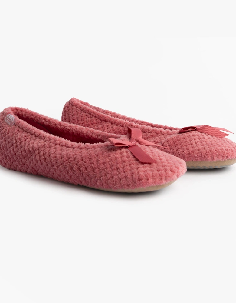 Isotoner POPCORN BALLET Womens Ballerina Slippers Bright Pink