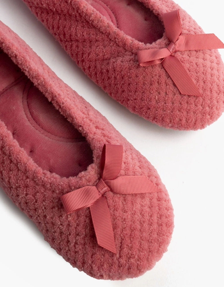 Isotoner POPCORN BALLET Womens Ballerina Slippers Bright Pink