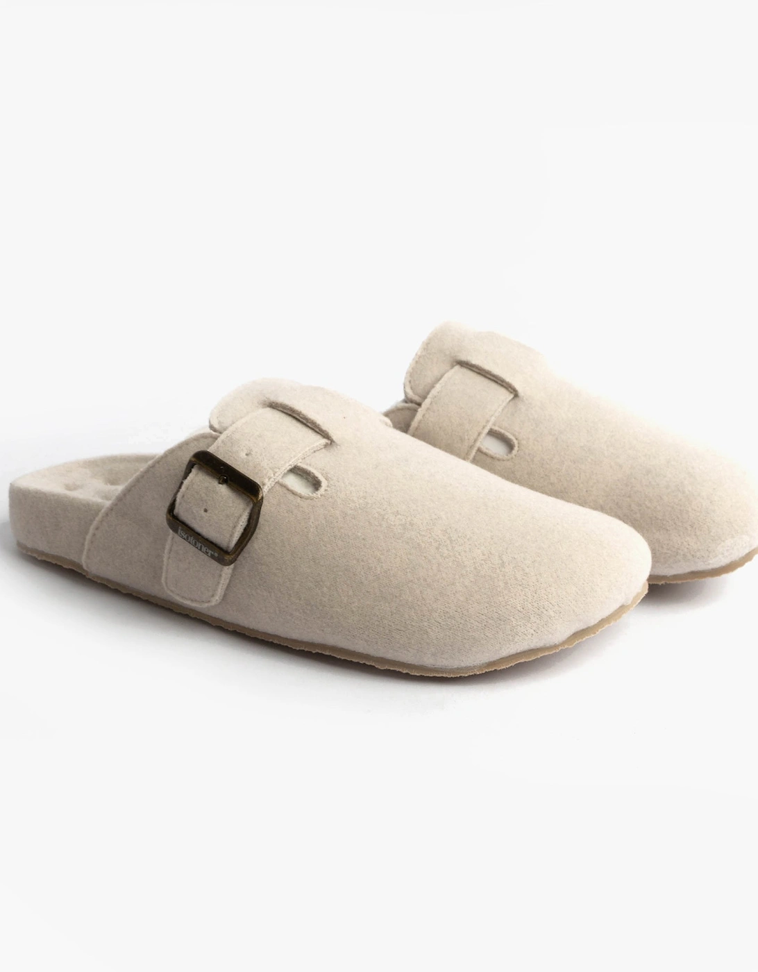 Isotoner FELT CLOG Womens Clog Mule Slippers Oatmeal