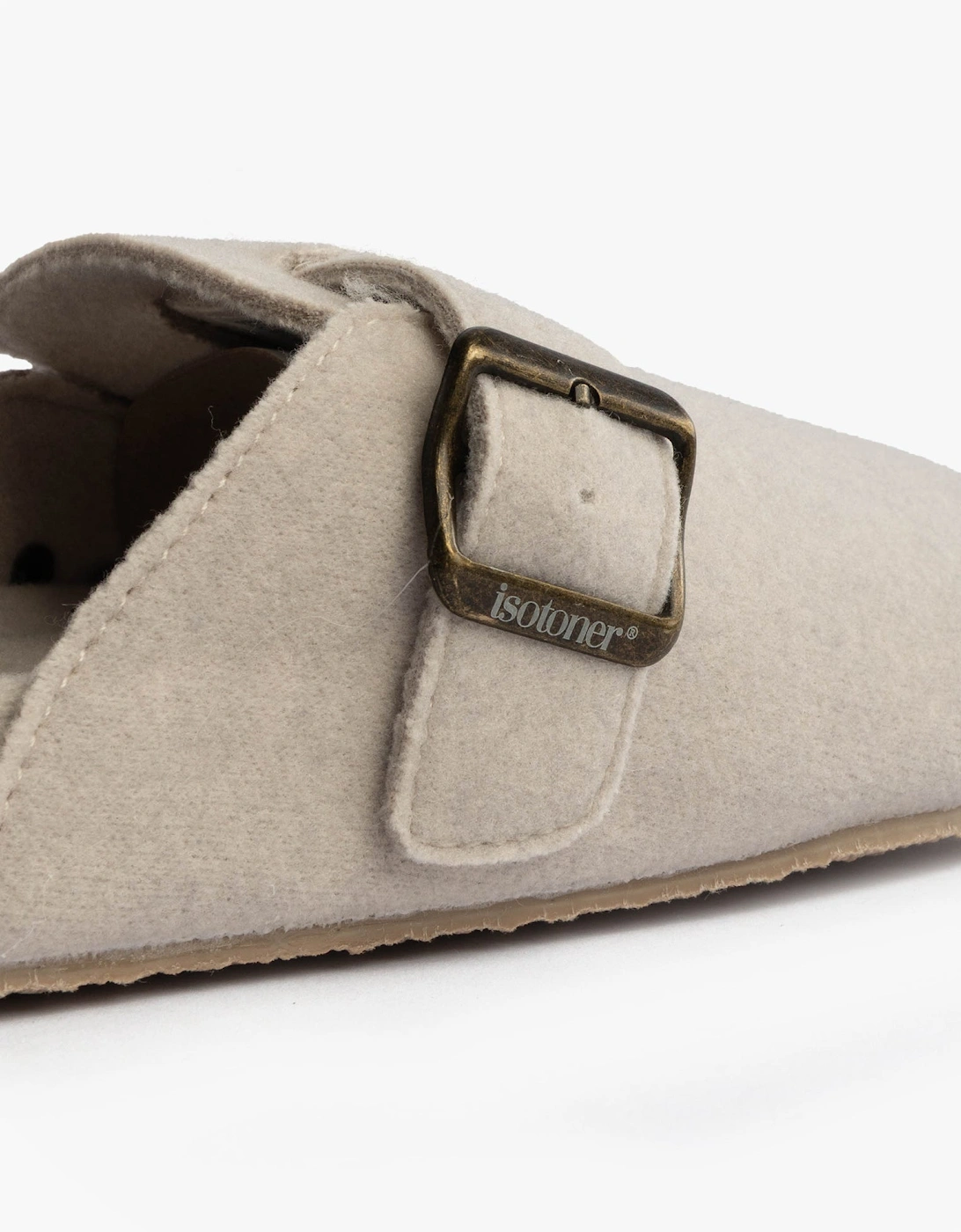 Isotoner FELT CLOG Womens Clog Mule Slippers Oatmeal
