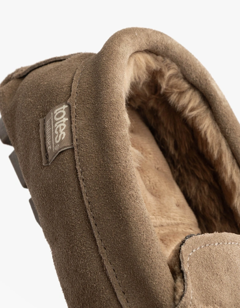 Isotoner SUEDE CLASSIC Moccasin Slippers Mens Sand
