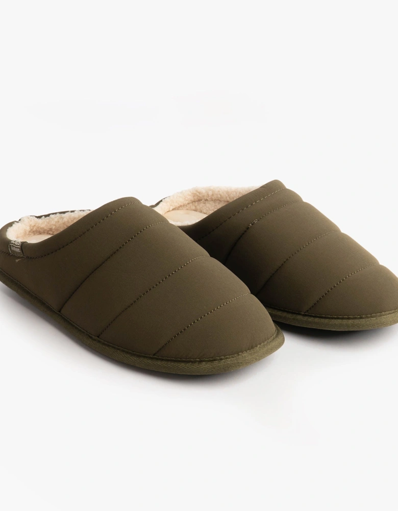 Isotoner SPORT QUILTED MULE WITH COSY LINING Mens Mule Slippers Khaki